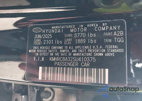 2025 Hyundai Venue Sel из США, поврежденный, VIN KMHRC8A32SU410375